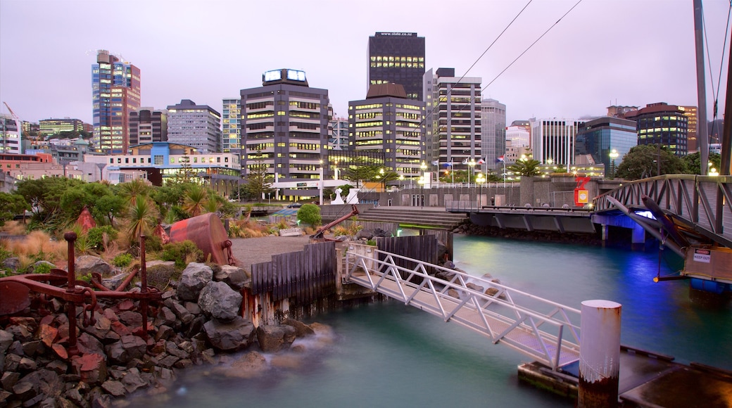 Wellington which includes a city, a sunset and a bridge