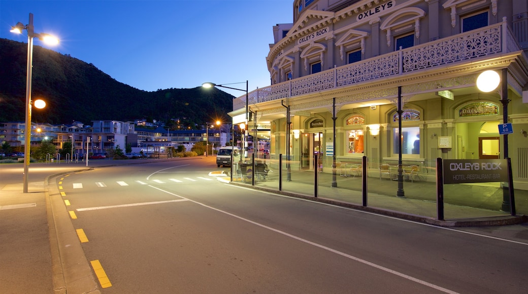 Picton featuring night scenes, street scenes and heritage architecture