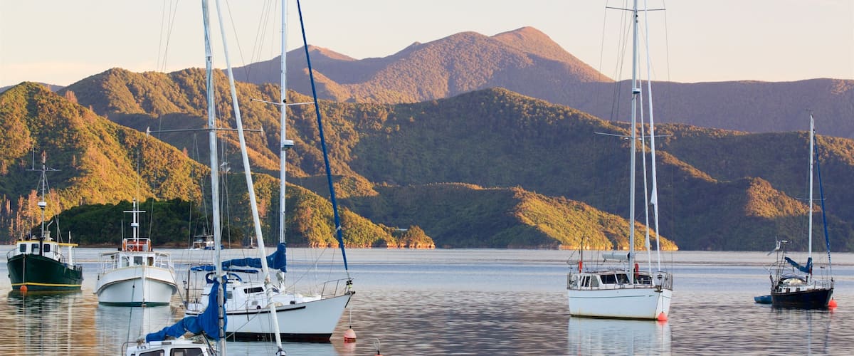 Picton showing mountains, sailing and a bay or harbour