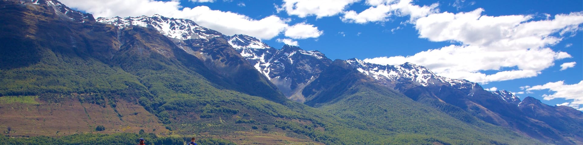 Glenorchy which includes mountains, forest scenes and a pebble beach