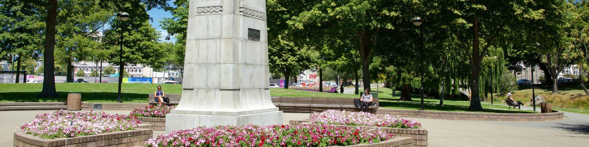 Victoria Square which includes a monument and a garden