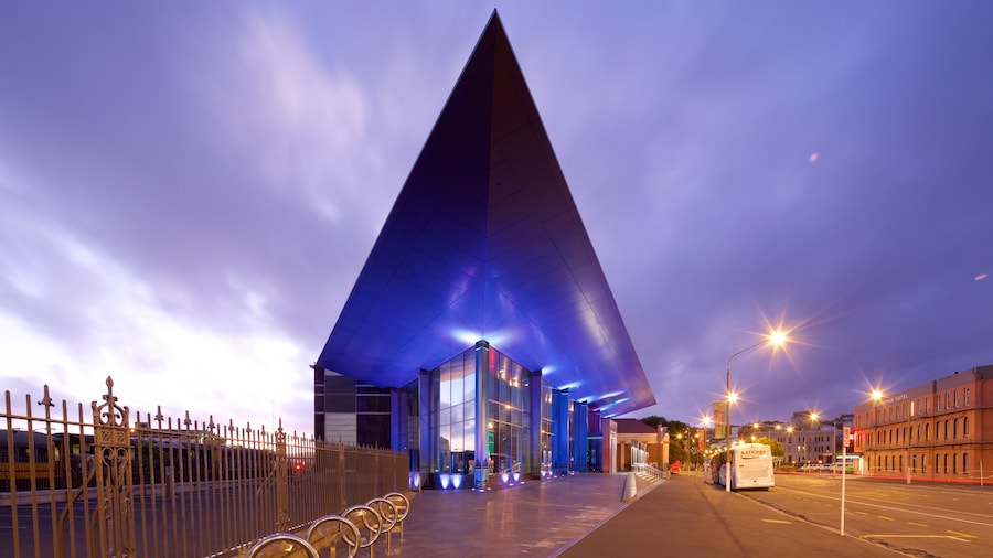 Otago Settlers Museum caratteristiche di architettura moderna, strade e paesaggio notturno