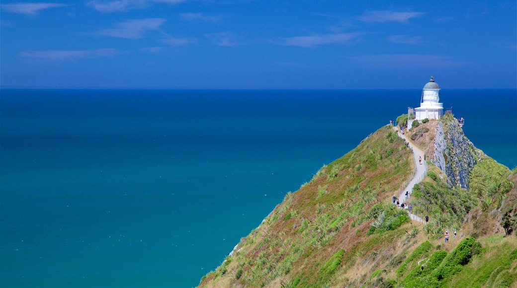 Nugget Point Lighthouse showing rocky coastline and a lighthouse