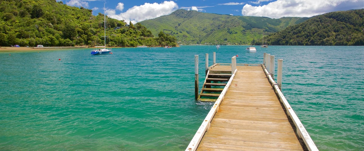 Picton mostrando navegación, montañas y bosques