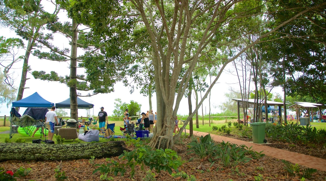 Esplanade que inclui acampamento e um parque assim como um pequeno grupo de pessoas