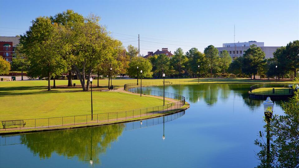 Finley Park which includes a garden and a lake or waterhole