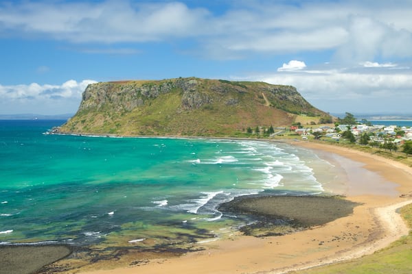 The Nut State Reserve das einen KĂŒstenort, allgemeine KĂŒstenansicht und Sandstrand