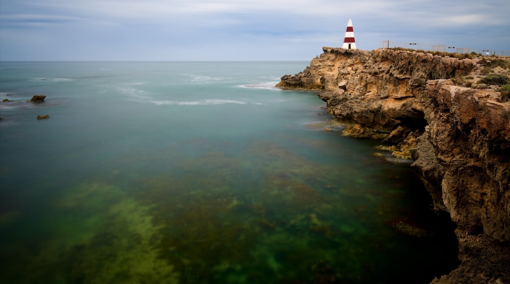 Obelisk Robe which includes rocky coastline, general coastal views and a lighthouse