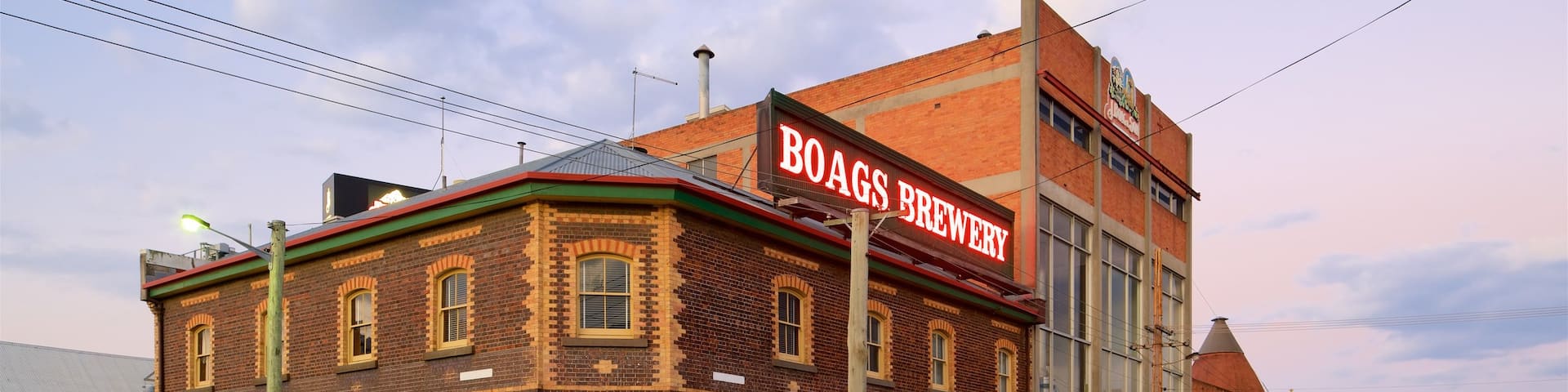 Boags Brewery which includes signage and street scenes