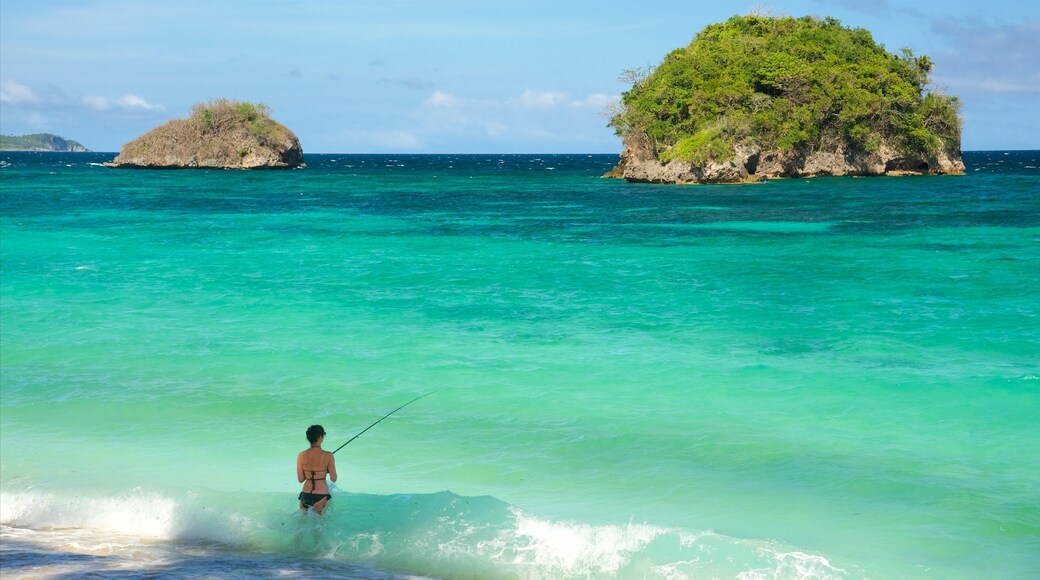 Visayan Islands which includes tropical scenes, waves and fishing