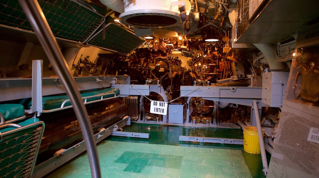 Battleship Memorial Park featuring interior views and military items