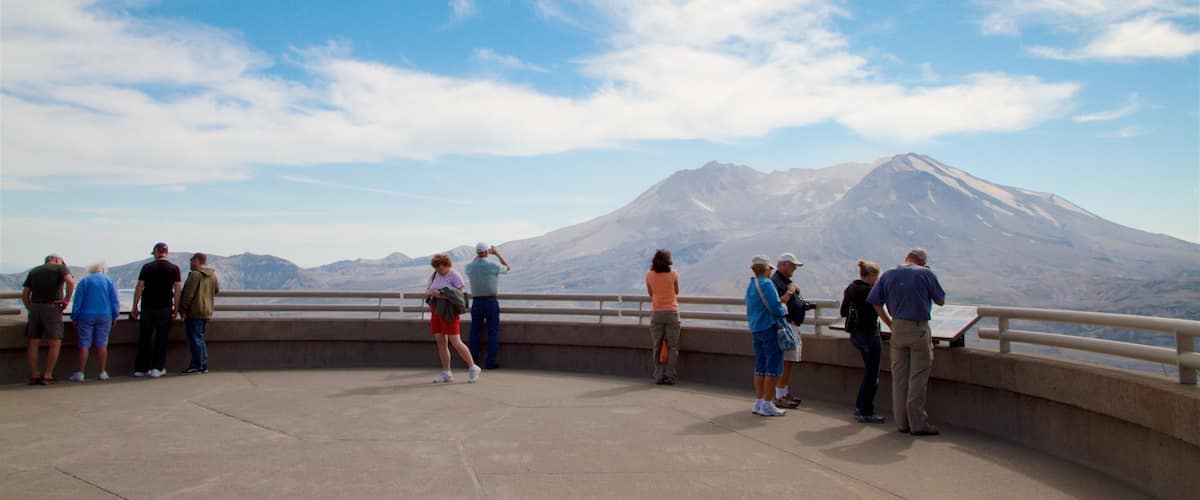 Portland montrant vues et montagnes aussi bien que petit groupe de personnes