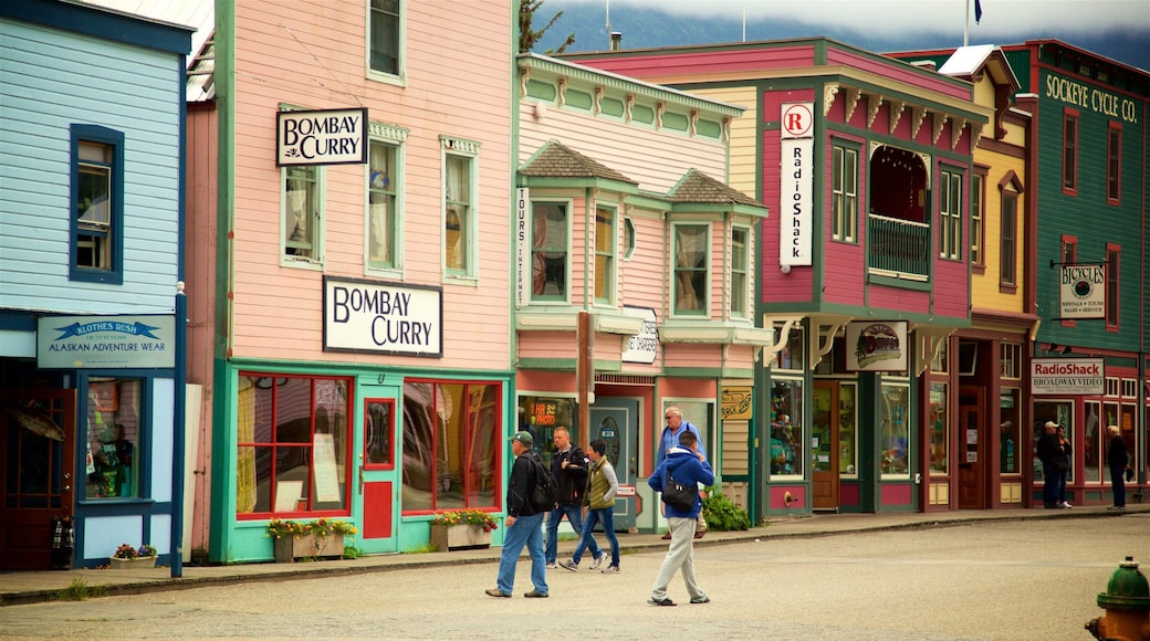 Skagway mostrando elementos patrimoniales, una pequeña ciudad o aldea y imágenes de calles