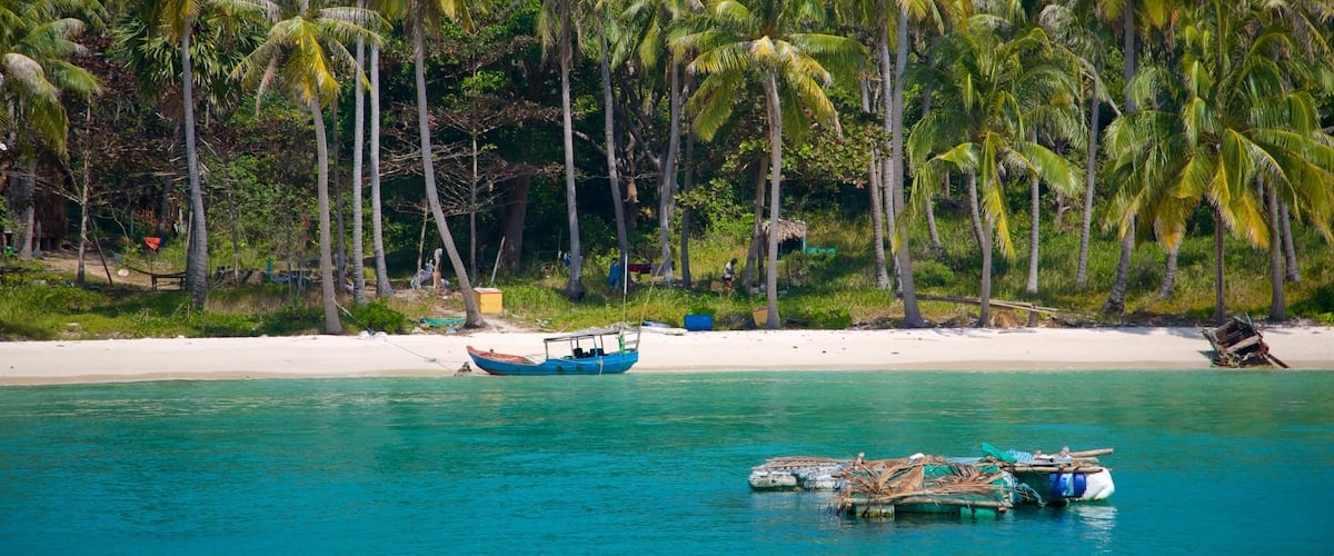 Phu Quoc Island featuring tropical scenes, a beach and general coastal views