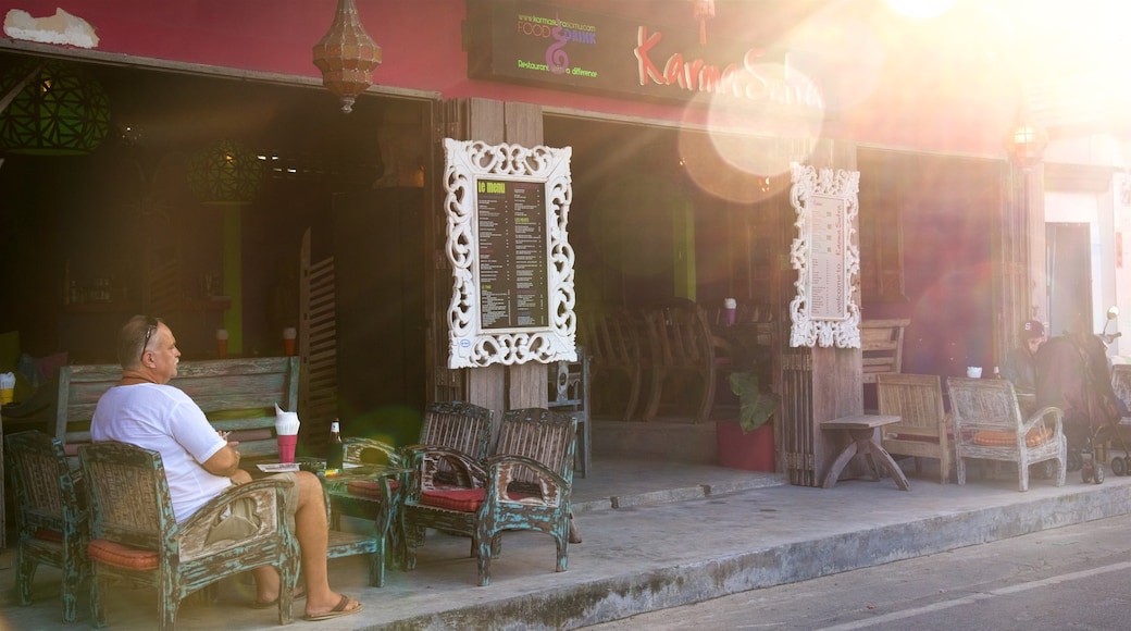 Bo Phut Beach showing café scenes and street scenes as well as an individual male