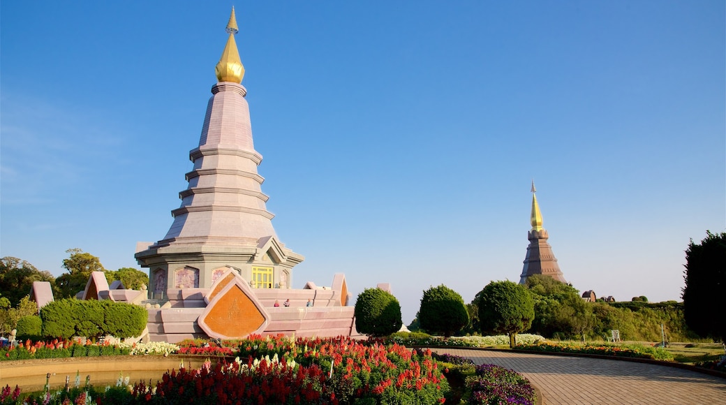 North Thailand showing a temple or place of worship and a garden