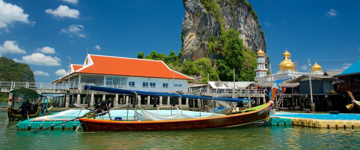 Phang Nga montrant ville côtière, baie ou port et côte escarpée