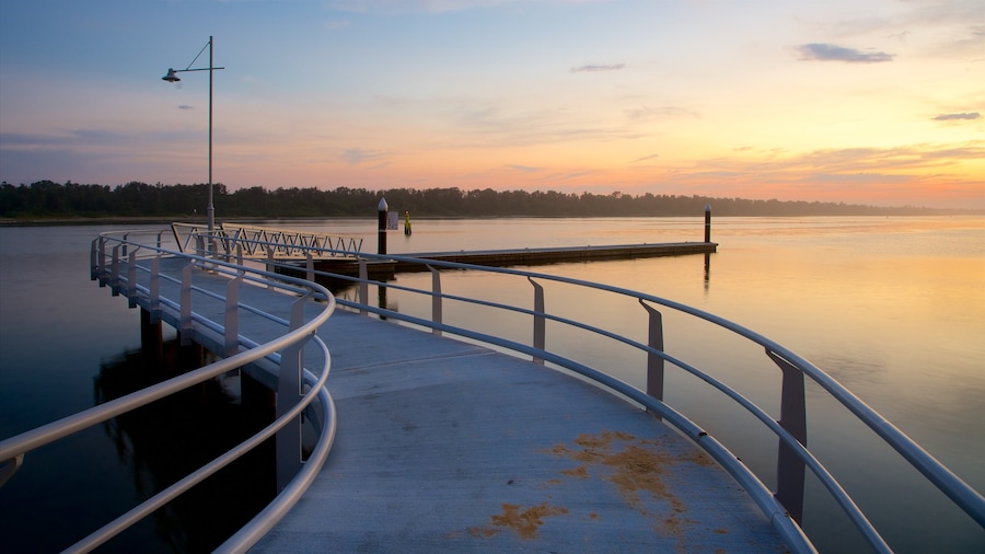 Lakes Entrance which includes a sunset and a bay or harbor