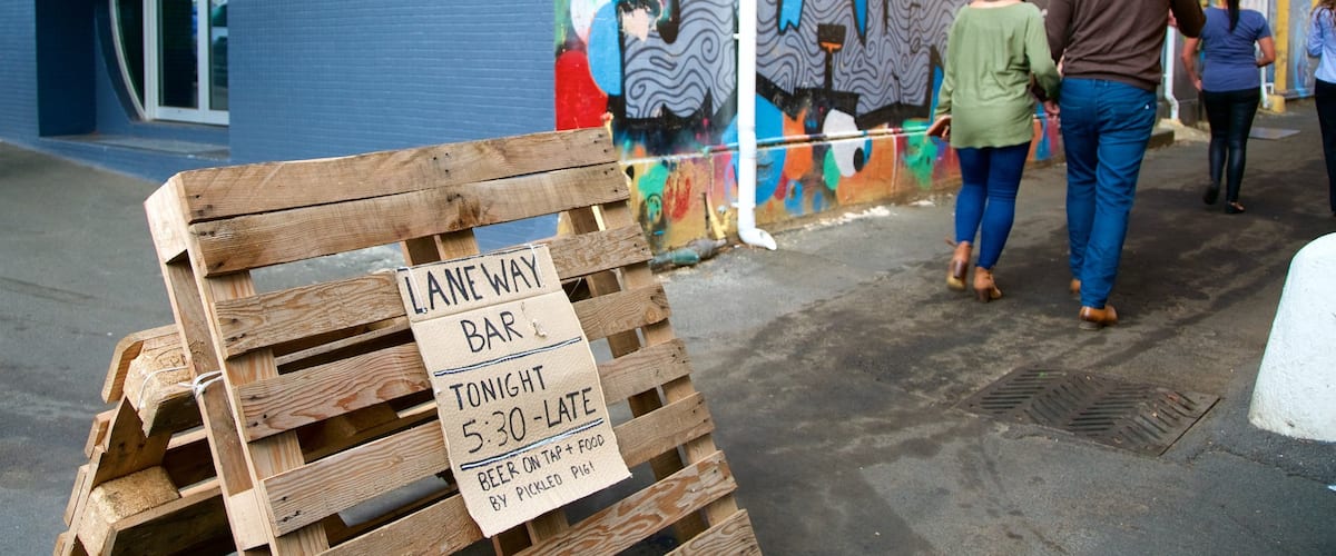 Warrnambool featuring street scenes, outdoor art and signage