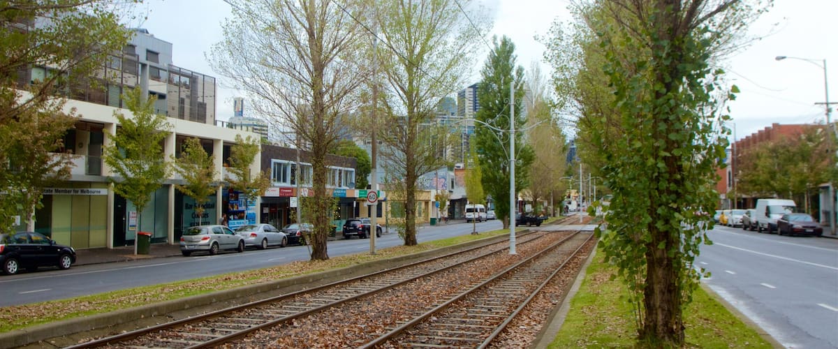 North Melbourne showing railway items and street scenes