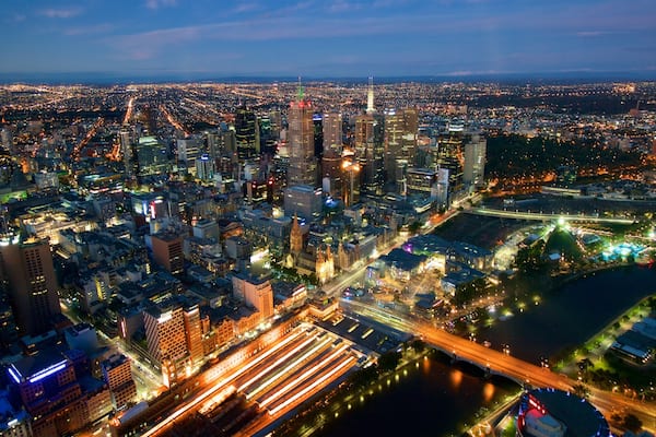 Eureka Tower featuring city views, a city and night scenes