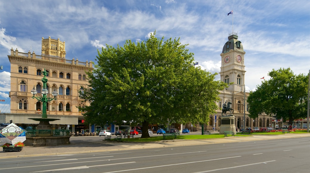 Ballarat which includes a fountain, heritage architecture and an administrative building