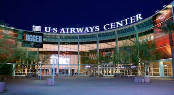 Downtown Phoenix which includes signage and night scenes