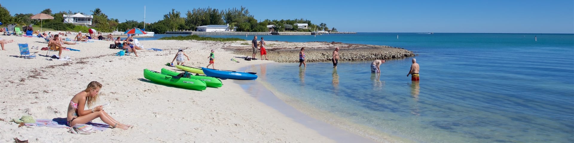 Sombrero Beach showing a sandy beach, kayaking or canoeing and a bay or harbour