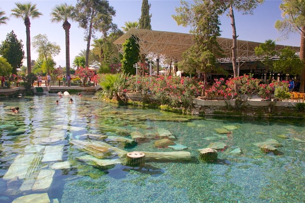 Hierapolis qui includes piscine et source chaude aussi bien que petit groupe de personnes