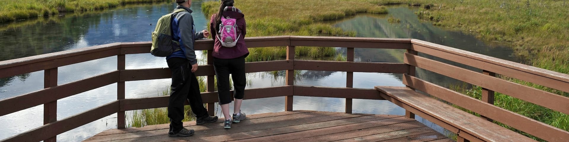 Eagle River Nature Center showing forest scenes, mountains and views