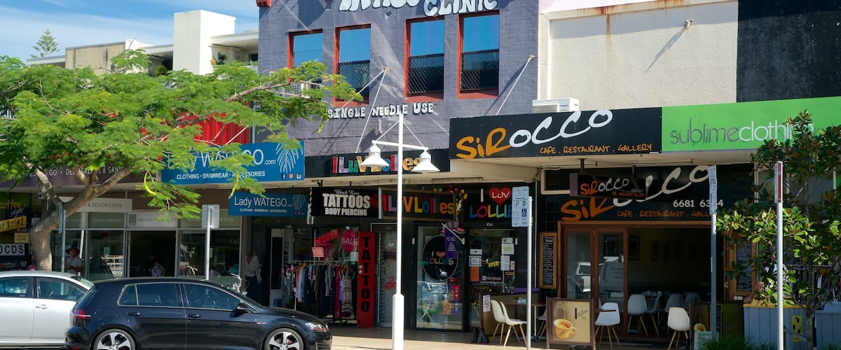 Ballina which includes signage and street scenes