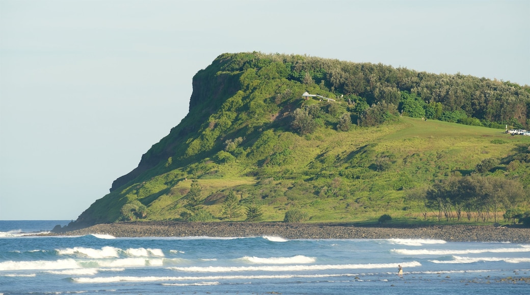 Lennox Head featuring rocky coastline