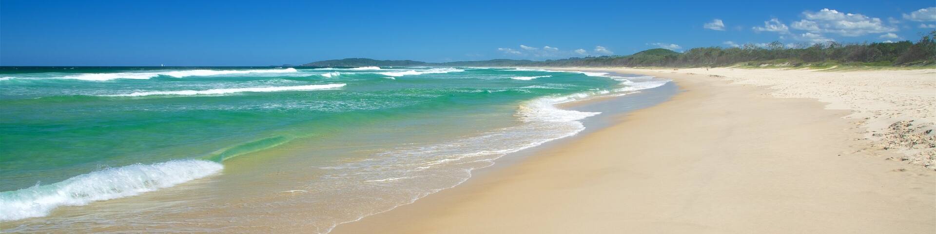 Tallow Beach which includes a beach