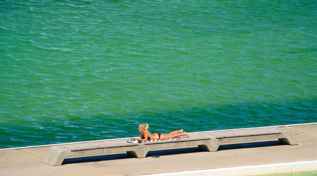 Merewether Ocean Baths which includes a lake or waterhole as well as an individual female