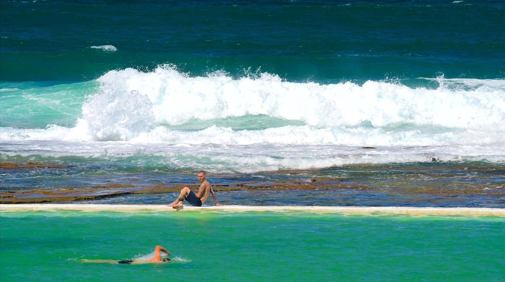 Newcastle featuring a bay or harbour, a pool and waves