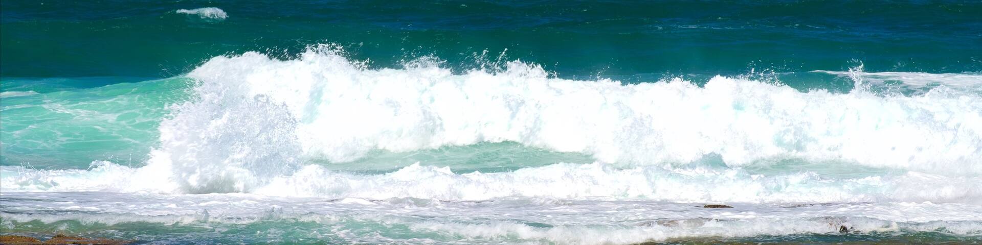 Newcastle featuring a bay or harbour, a pool and waves