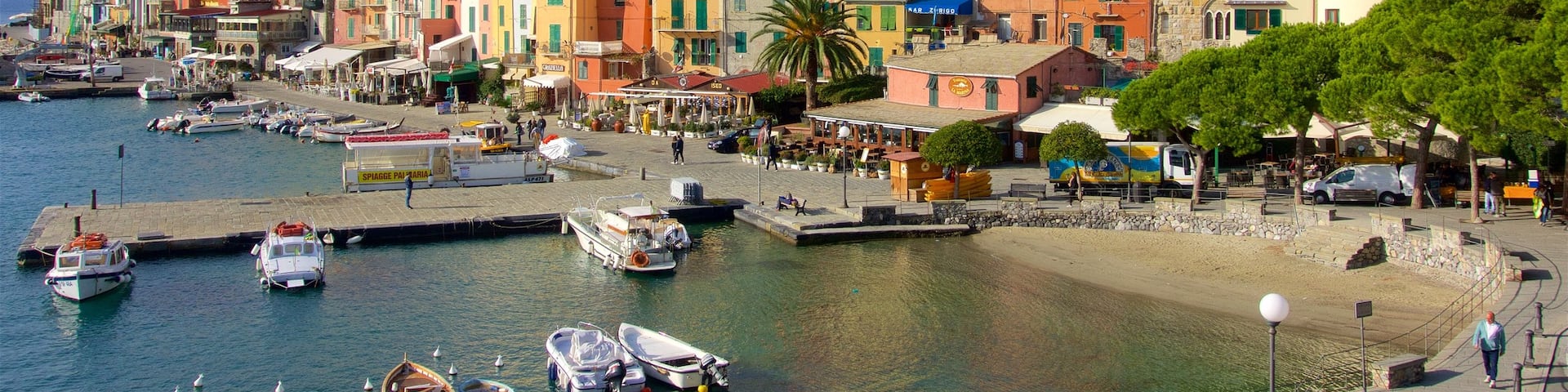 Italian Riviera which includes a coastal town and a bay or harbor