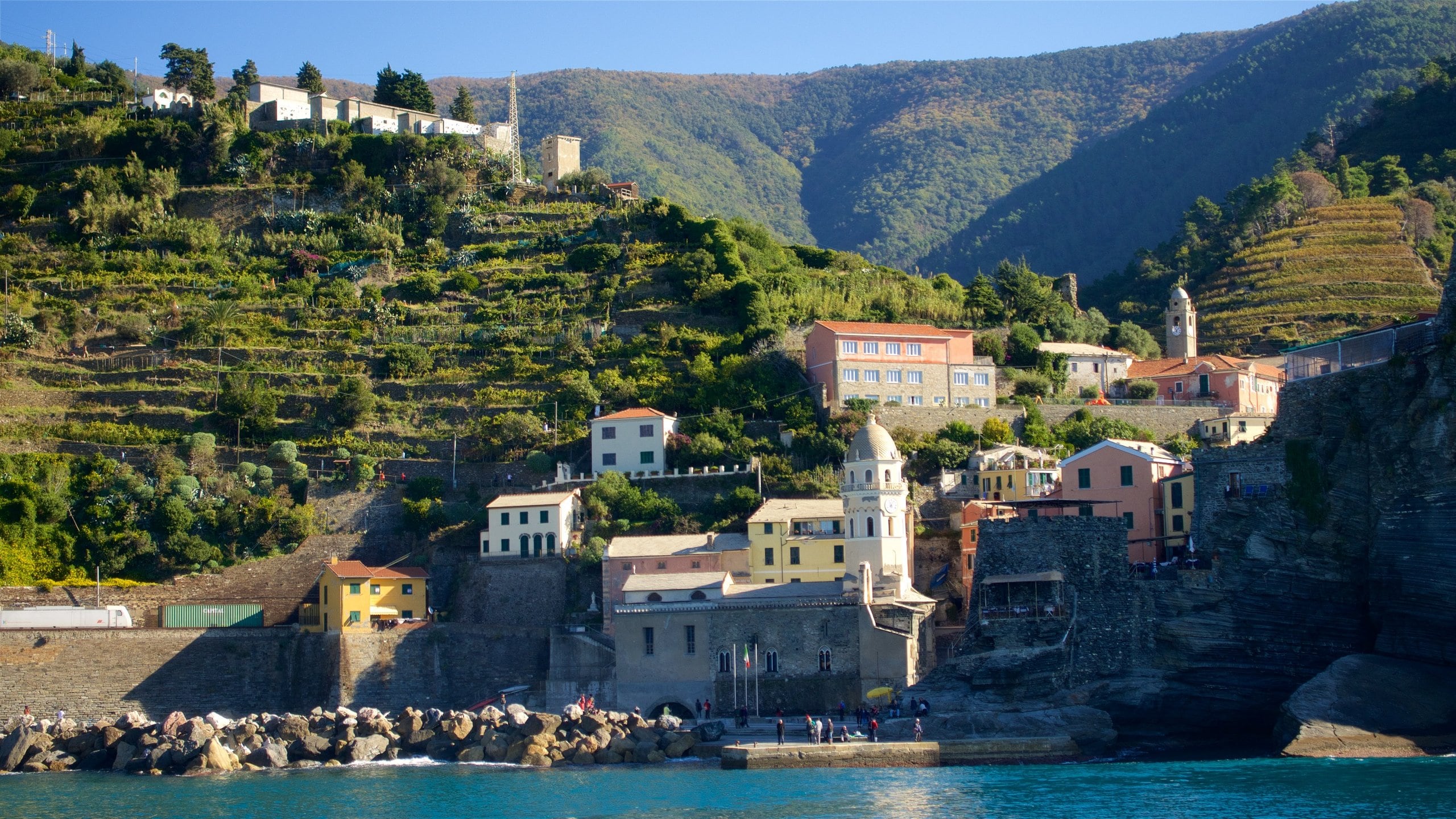 Vernazza which includes a bay or harbor, tranquil scenes and a coastal town
