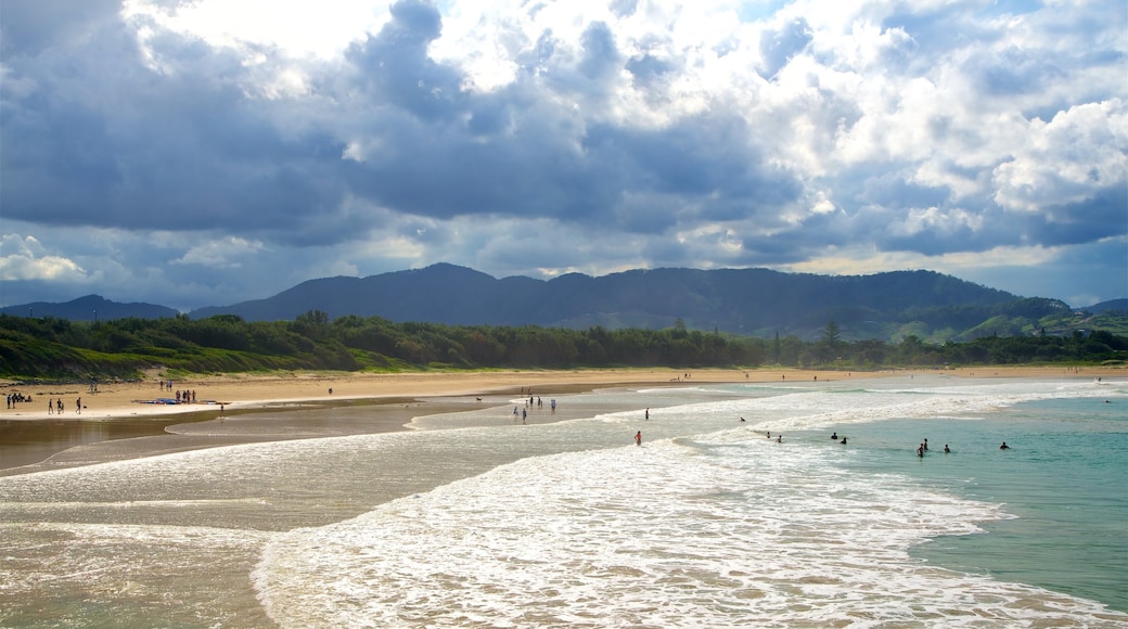 Coffs Harbour featuring swimming, waves and a bay or harbour