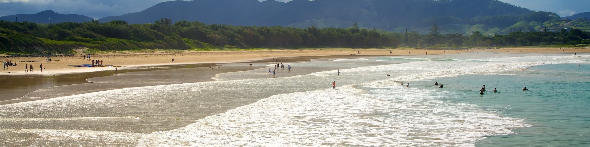 Coffs Harbour showing a bay or harbour, swimming and surf