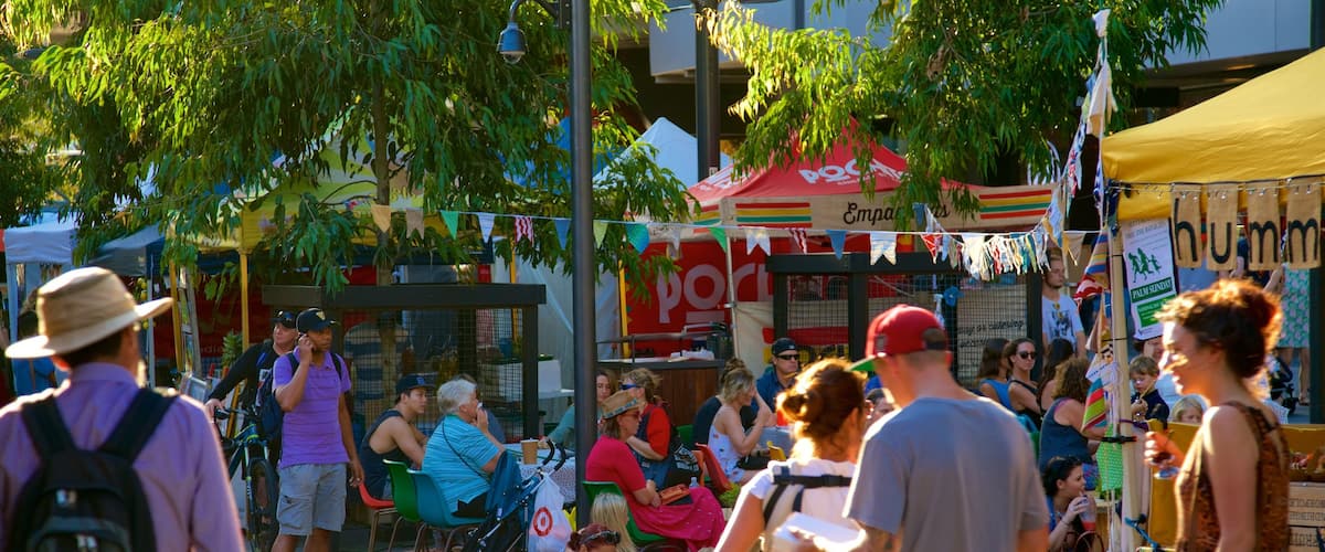 Wollongong showing markets as well as a large group of people
