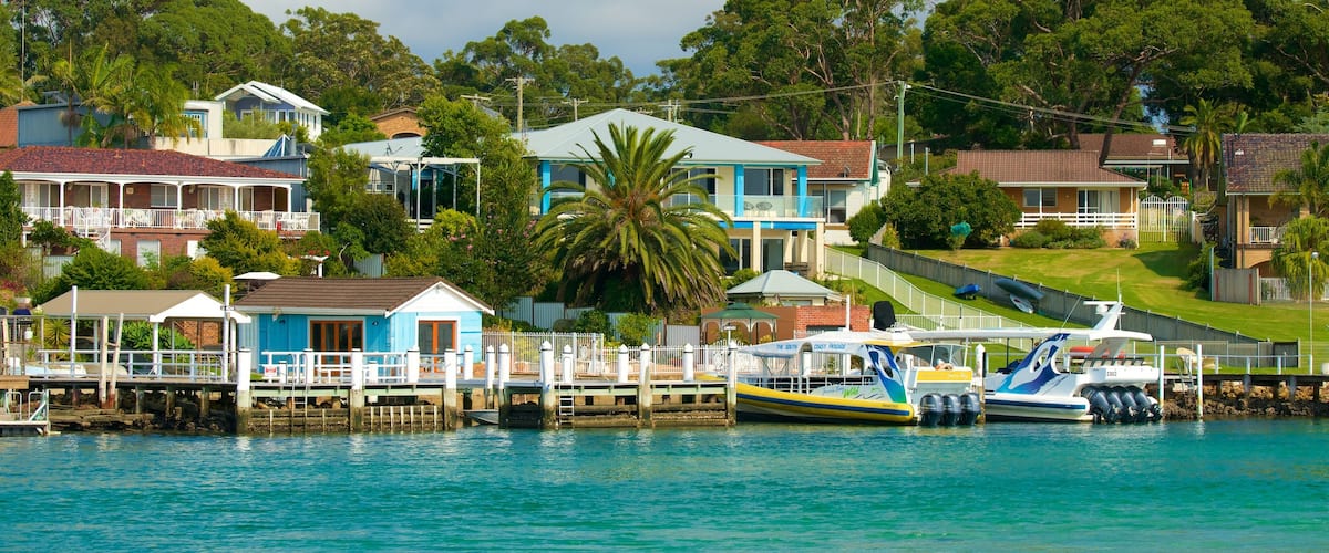 Jervis Bay som viser en kystby
