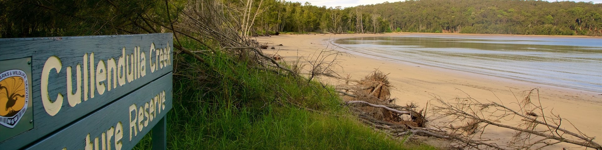 Batemans Bay das einen Sandstrand, Bucht oder Hafen und ruhige Szenerie