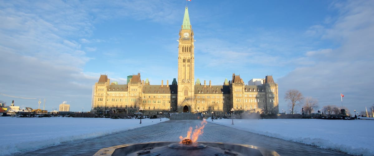 Parliament Hill which includes snow and château or palace