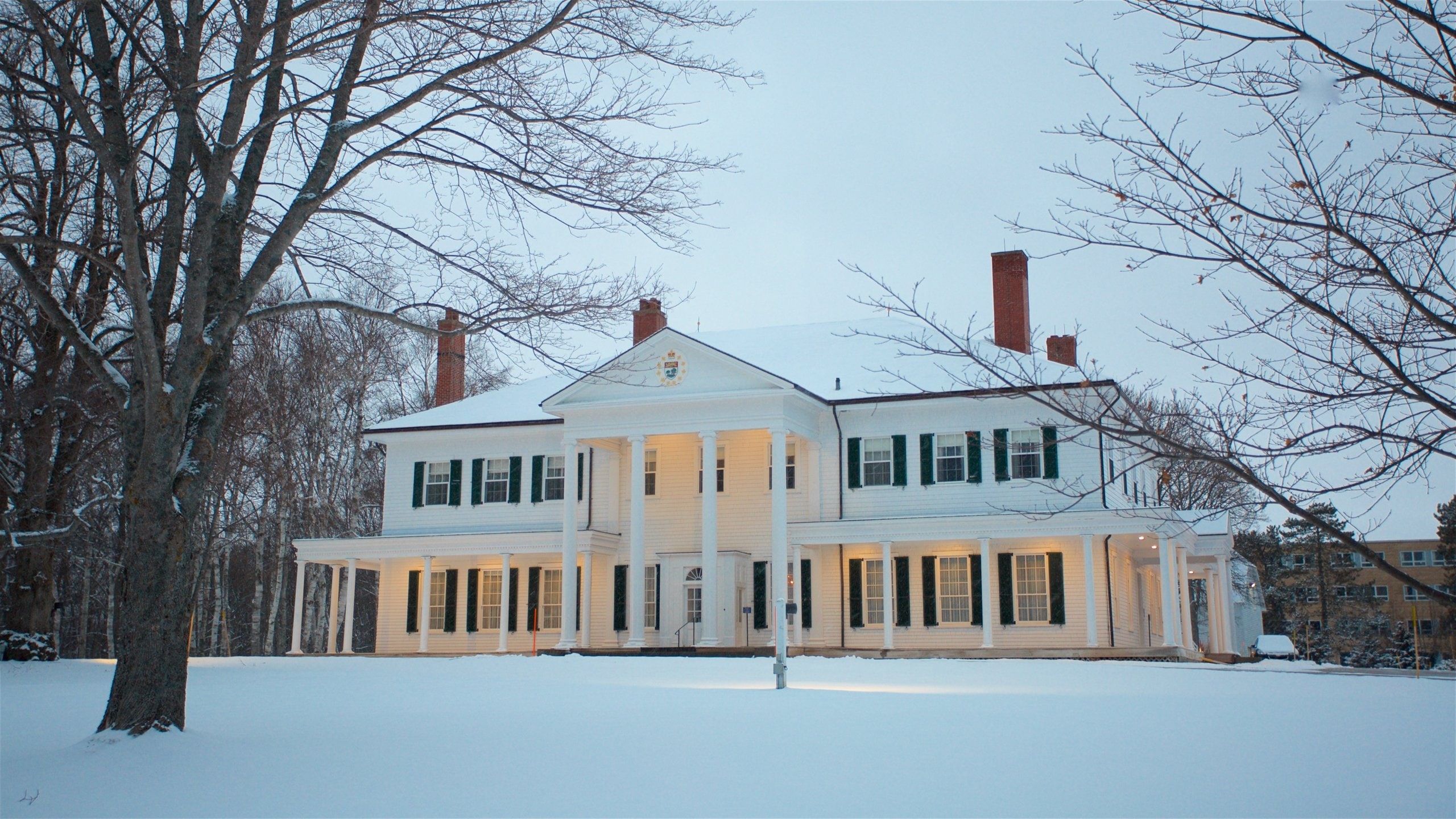 Charlottetown showing a house, heritage architecture and snow