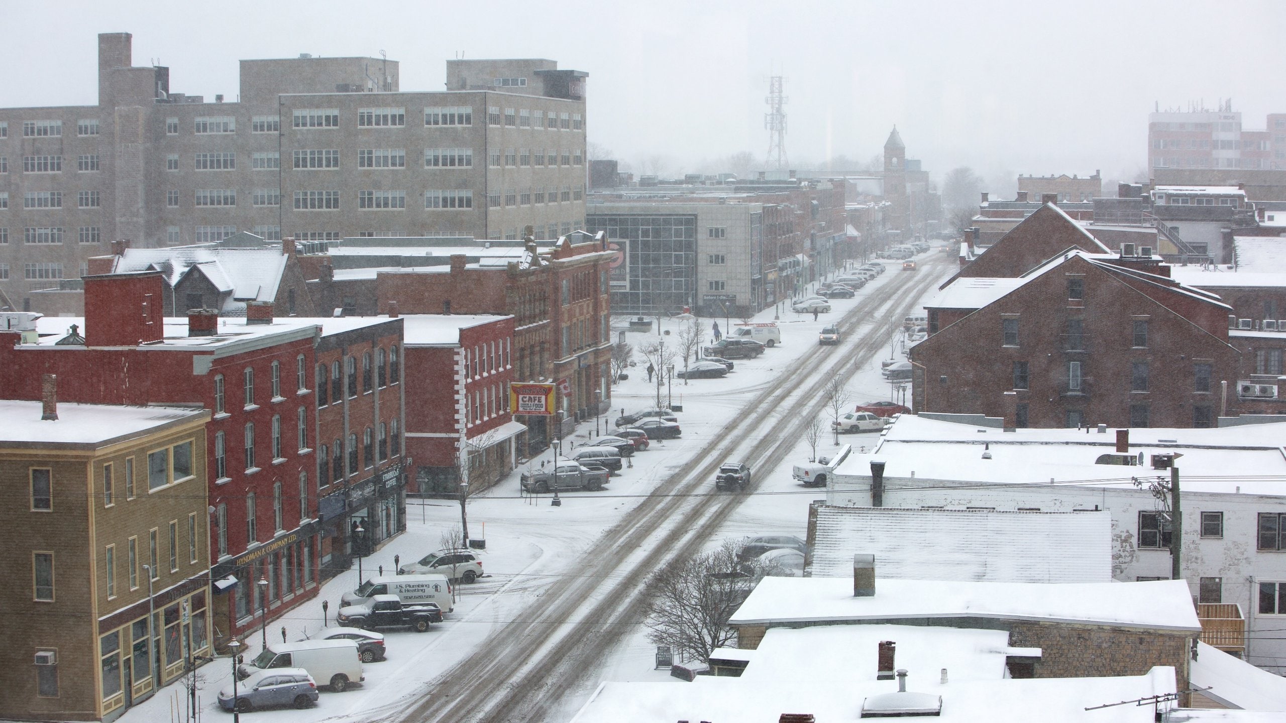 Charlottetown featuring a city, street scenes and snow
