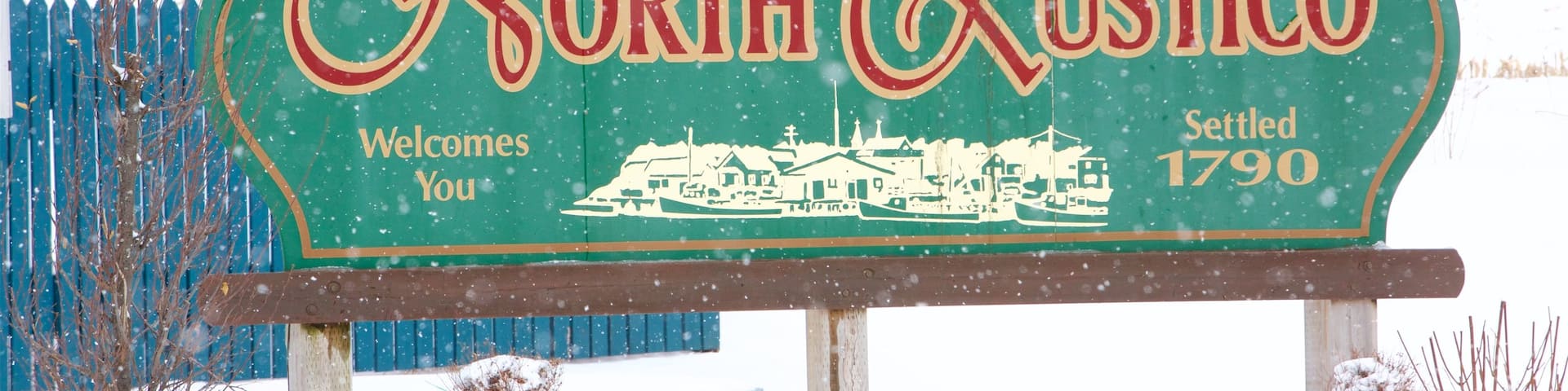 North Rustico showing signage and snow