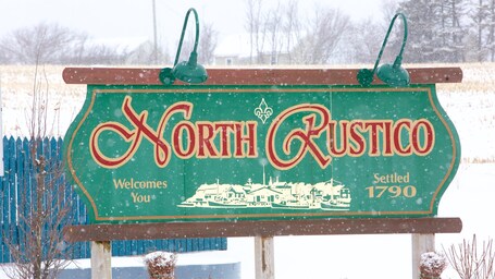 North Rustico showing signage and snow