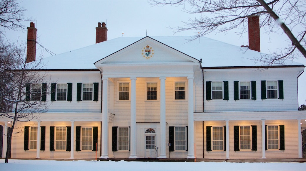 Government House of Prince Edward Island which includes snow