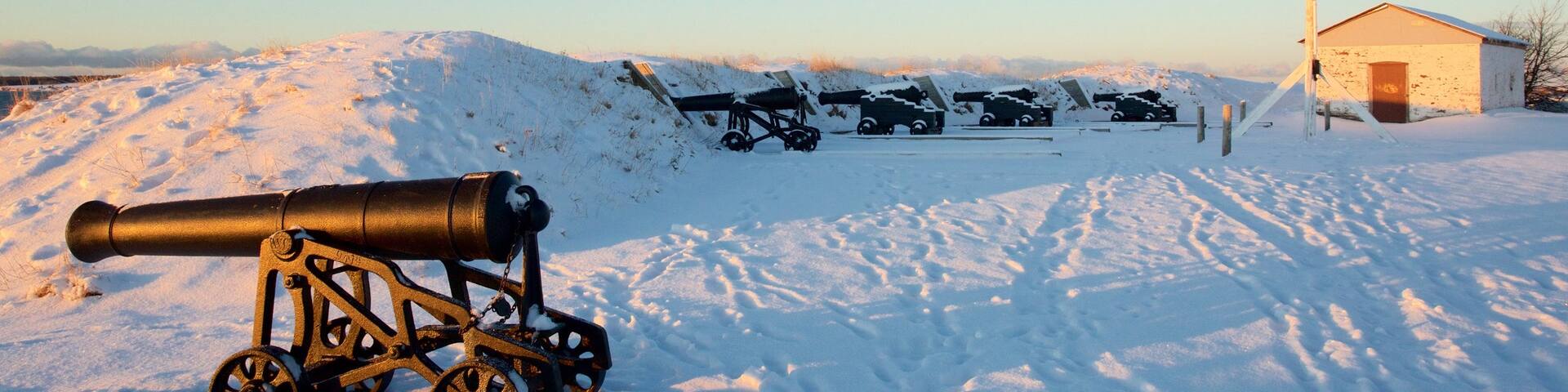 Prince Edward Battery featuring snow